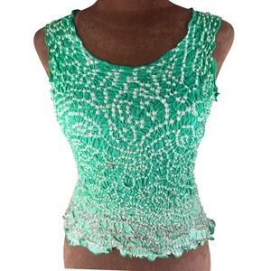 Chaudry‎ KC Sports Green Silk Sequin Tank Top Women's Small Y2K Deadstock NWT